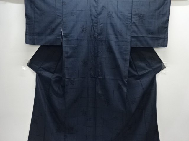 JAPANESE KIMONO / ANTIQUE TSUMUGI KIMONO WOVEN / FLOWER PATTERN / PLAI